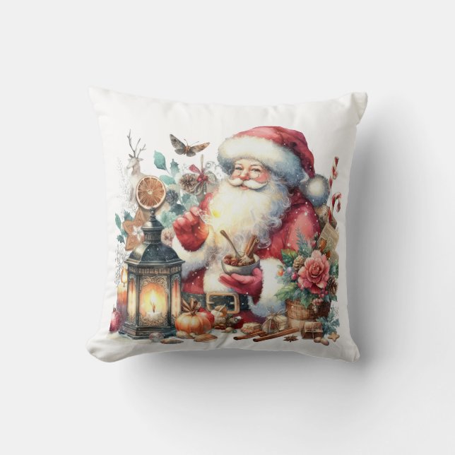 Vintage Kerstmis Kerstman Kussen (Voorkant)