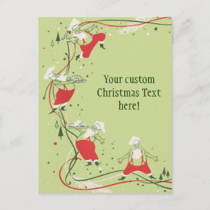 Vintage Kerstmis, kerstman met avondeten Feestdagenkaart