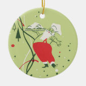 Vintage Kerstmis, kerstman met avondeten Keramisch Ornament (Voorkant)