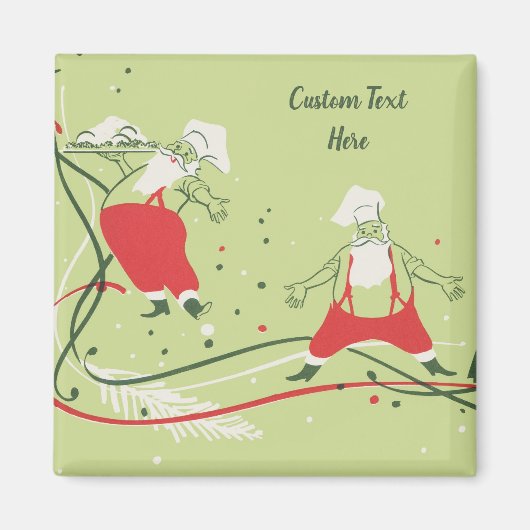 Vintage Kerstmis, kerstman met avondeten Magneet (Voorkant)