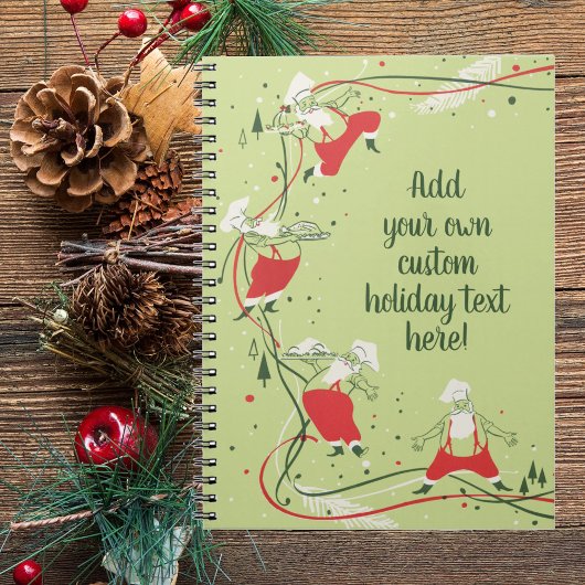 Vintage Kerstmis, kerstman met avondeten Notitieboek