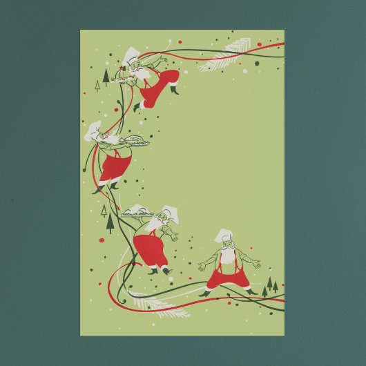 Vintage Kerstmis, kerstman met avondeten Poster