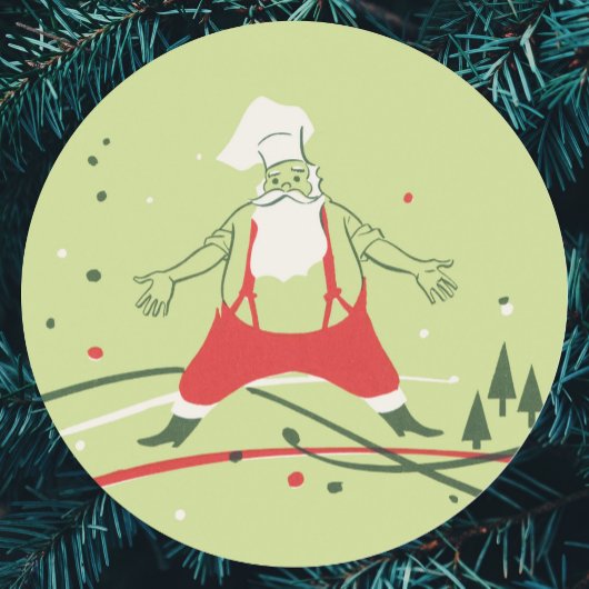 Vintage Kerstmis, kerstman met avondeten Ronde Sticker
