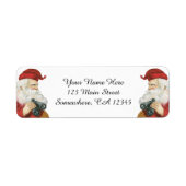 Vintage Kerstmis, kerstman met Binocles Etiket (Voorkant)