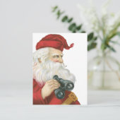 Vintage Kerstmis, kerstman met Binocles Feestdagenkaart (Staand voorkant)