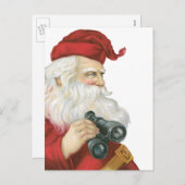 Vintage Kerstmis, kerstman met Binocles Feestdagenkaart (Voorkant / Achterkant)