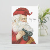 Vintage Kerstmis, kerstman met Binocles Kaart (Staand voorkant)