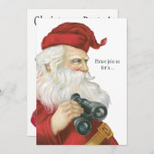 Vintage Kerstmis, kerstman met Binocles Kaart (Voorkant / Achterkant)