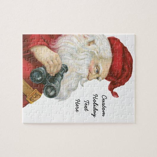 Vintage Kerstmis, kerstman met Binocles Legpuzzel (Horizontaal)