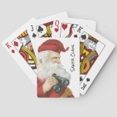 Vintage Kerstmis, kerstman met Binocles Pokerkaarten (Achterkant)