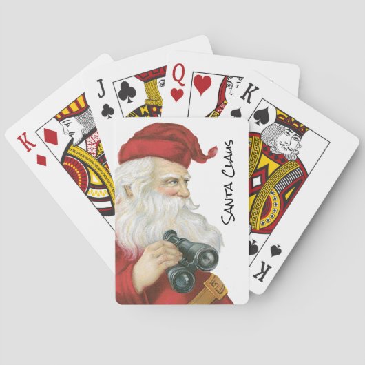 Vintage Kerstmis, kerstman met Binocles Pokerkaarten (Achterkant)
