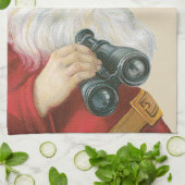 Vintage Kerstmis, kerstman met Binocles Theedoek (Gevouwen)