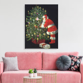 Vintage Kerstmis, kerstman met Cadeaus Canvas Afdruk (Insitu (Woonkamer))