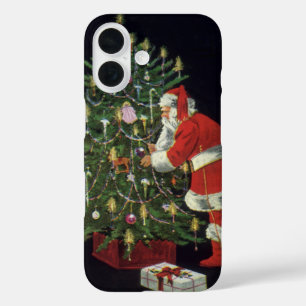 Vintage Kerstmis, kerstman met Cadeaus iPhone 16 Hoesje