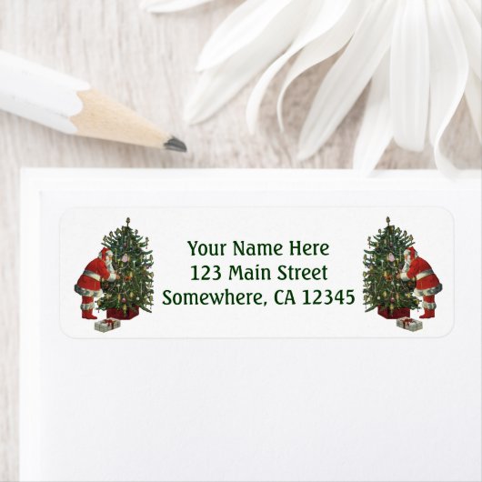 Vintage Kerstmis, kerstman met Cadeaus Etiket (Insitu)