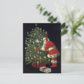 Vintage Kerstmis, kerstman met Cadeaus Feestdagenkaart (Staand voorkant)