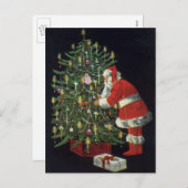 Vintage Kerstmis, kerstman met Cadeaus Feestdagenkaart (Voorkant / Achterkant)