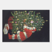 Vintage Kerstmis, kerstman met Cadeaus Inpakpapier Vel (Voorkant 3)