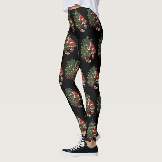 Vintage Kerstmis, kerstman met Cadeaus Leggings (Links)