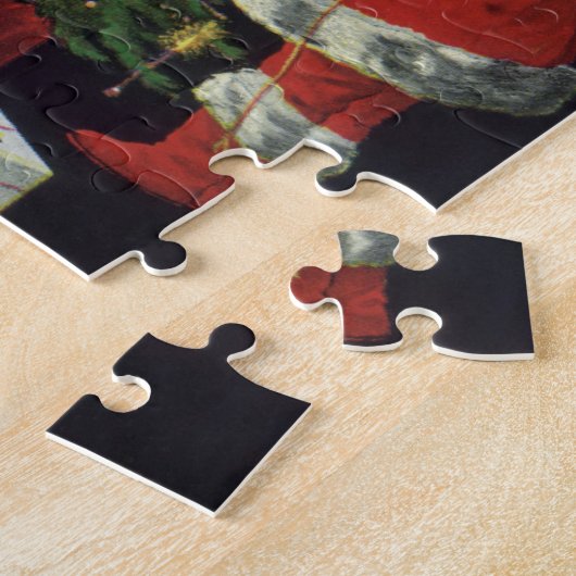 Vintage Kerstmis, kerstman met Cadeaus Legpuzzel (Zijkant)
