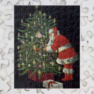 Vintage Kerstmis, kerstman met Cadeaus Legpuzzel