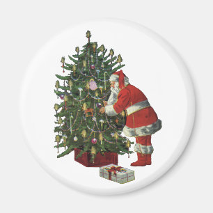 Vintage Kerstmis, kerstman met Cadeaus Magneet