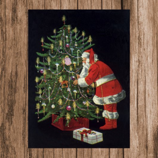 Vintage Kerstmis, kerstman met Cadeaus Poster