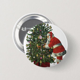 Vintage Kerstmis, kerstman met Cadeaus Ronde Button 5,7 Cm