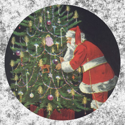 Vintage Kerstmis, kerstman met Cadeaus Ronde Sticker