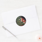 Vintage Kerstmis, kerstman met Cadeaus Ronde Sticker (Envelop)