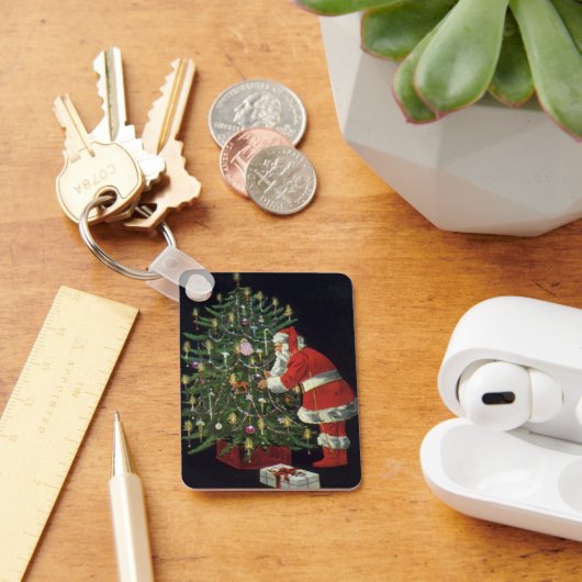 Vintage Kerstmis, kerstman met Cadeaus Sleutelhanger (Bureau)