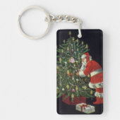 Vintage Kerstmis, kerstman met Cadeaus Sleutelhanger (Voorkant)