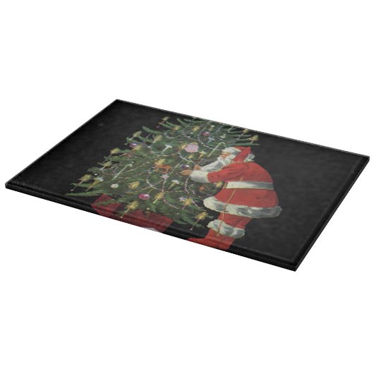 Vintage Kerstmis, kerstman met Cadeaus Snijplank (Hoek)