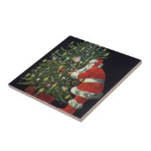 Vintage Kerstmis, kerstman met Cadeaus Tegeltje (Zijkant)