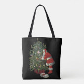 Vintage Kerstmis, kerstman met Cadeaus Tote Bag (Achterkant)