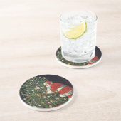 Vintage Kerstmis, kerstman met Cadeaus Zandsteen Onderzetter (Zijkant)