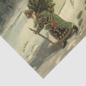Vintage Kerstmis, kerstman met een boom Tissuepapier (Detail)