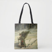 Vintage Kerstmis, kerstman met een boom Tote Bag (Voorkant)