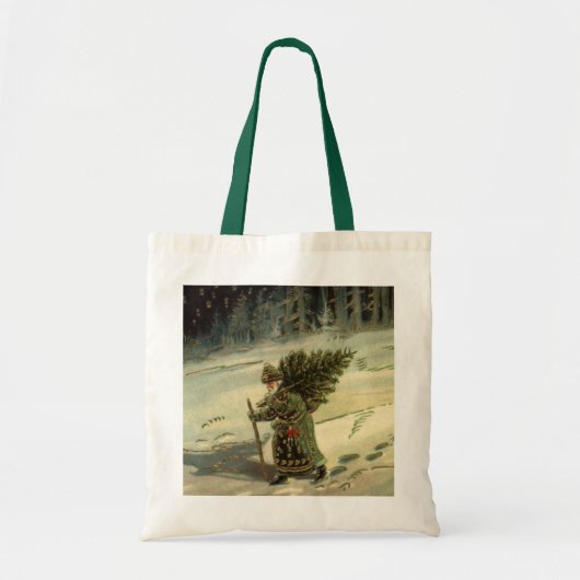 Vintage Kerstmis, kerstman met een boom Tote Bag (Voorkant)
