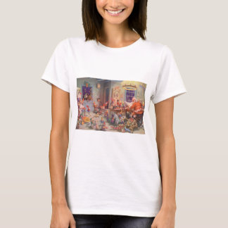 Vintage Kerstmis, kerstman met Elves Workshop T-shirt