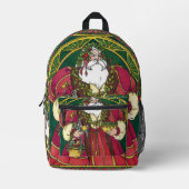 Vintage Kerstmis, kerstman met Holly Leaves Bedrukte Rugzak (Voorkant)