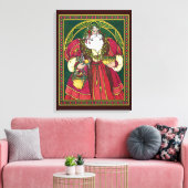 Vintage Kerstmis, kerstman met Holly Leaves Canvas Afdruk (Insitu (Woonkamer))