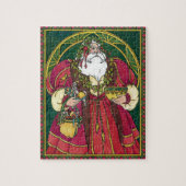 Vintage Kerstmis, kerstman met Holly Leaves Legpuzzel (Verticaal)