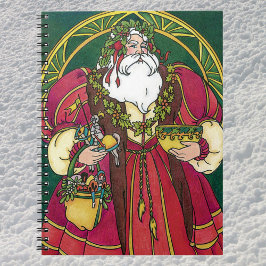 Vintage Kerstmis, kerstman met Holly Leaves Notitieboek