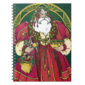 Vintage Kerstmis, kerstman met Holly Leaves Notitieboek (Voorkant)