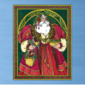 Vintage Kerstmis, kerstman met Holly Leaves Poster