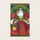 Vintage Kerstmis, kerstman met Holly Leaves Visitekaartje (Voorkant)