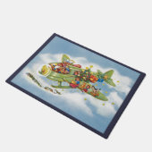 Vintage Kerstmis, kerstman vliegend vliegtuig Deurmat (Schuin)