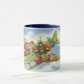 Vintage Kerstmis, kerstman vliegend vliegtuig Mok (Midden)