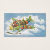 Vintage Kerstmis, kerstman vliegend vliegtuig Visitekaartjes (Voorkant)